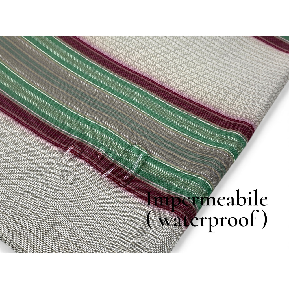 Auvent Vertigo Tex Family rayures vert fil étanche 100 % polyester résistant à l’eau Œillets teints frange en acier