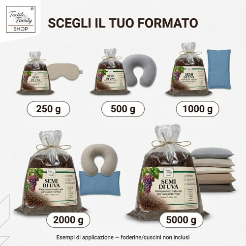 Semi di Uva Sciolti per Cuscini Riscaldanti - Riempimento Naturale per Terapie Caldo e Freddo, Ecologico e Sicuro