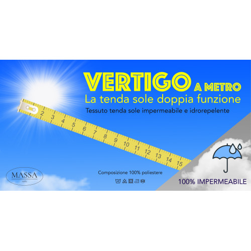 Tessuto Vertigo Tenda da Sole Impermeabile 100% – Poliestere H 150 cm, Venduto a Metro – Ideale per Esterni, Gazebo, Verande