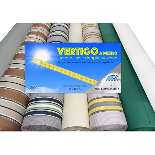 Tessuto Vertigo Tenda da Sole Impermeabile 100% – Poliestere H 150 cm, Venduto a Metro – Ideale per Esterni, Gazebo, Verande