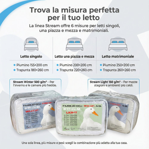 OCA Stream DUVET 500 GR. 80% GOOSE DOWN 20% GOOSE DOWN White