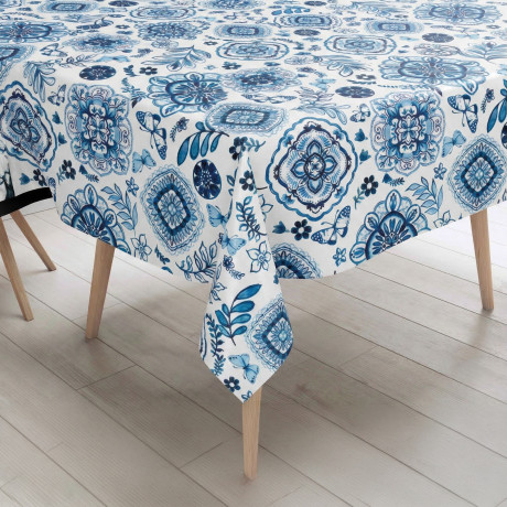 Tovaglia Plastificata PVC LIMA “Capri Blu” Impermeabile Lavabile, Retro Felpato Antiscivolo, Made in Italy