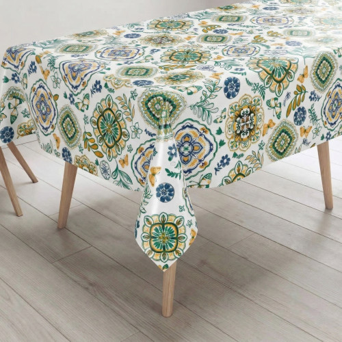 Tovaglia Plastificata PVC LIMA Capri Verde, Impermeabile Lavabile, Retro Felpato Antiscivolo, Made in Italy