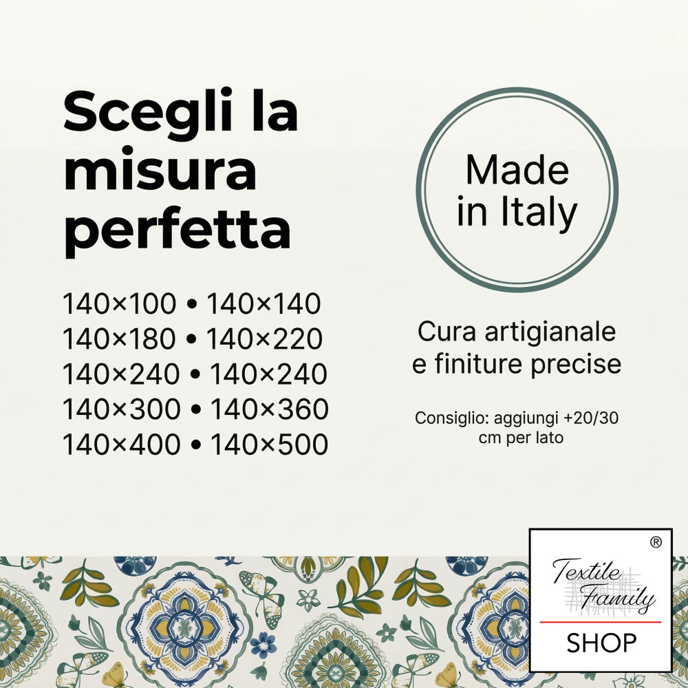 Tovaglia Plastificata PVC LIMA Capri Verde, Impermeabile Lavabile, Retro Felpato Antiscivolo, Made in Italy