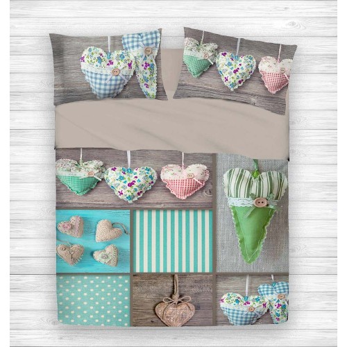 JUEGO DE SÁBANAS DIGITAL SÁBANAS HAPPY SHABBY HEART COLCHA 5