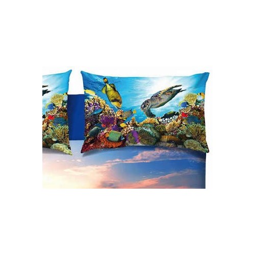 COMPLETO LENZUOLO DIGITALE FONDALE MARINO SUBMARINE 222 MATRIMONIALE 2 PIAZZE