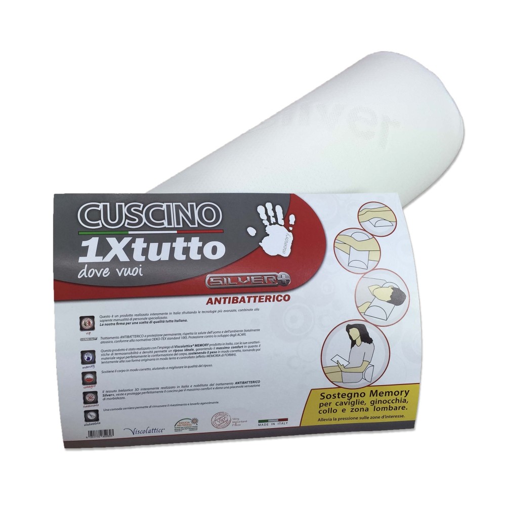 Tex Family Cuscino Ortopedico Memory Foam - Supporto Collo, Schiena, Ginocchia, Caviglie - Antibatterico, Made in Italy
