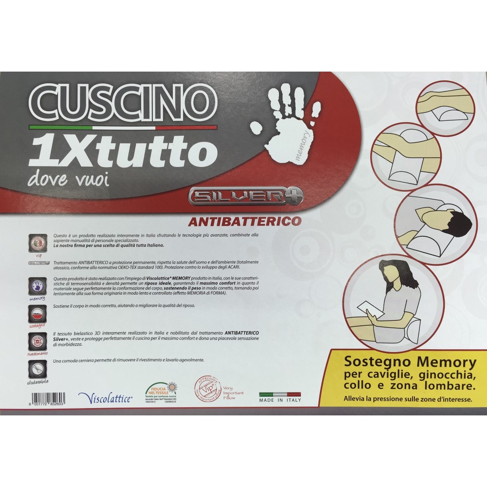 Tex Family Cuscino Ortopedico Memory Foam - Supporto Collo, Schiena, Ginocchia, Caviglie - Antibatterico, Made in Italy