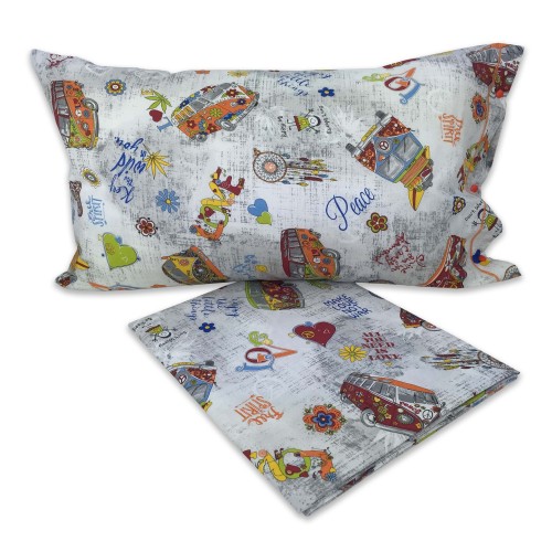 HIPPIE Peace and LOVE duvet cover in pure cotton