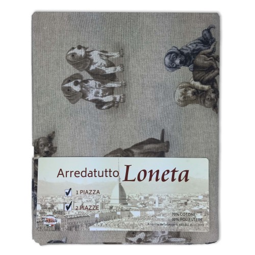 TELO ARREDO COPRITUTTO GRAN FOULARD COPRILETTO COPRIDIVANO TESSUTO LONETA CANE CANI
