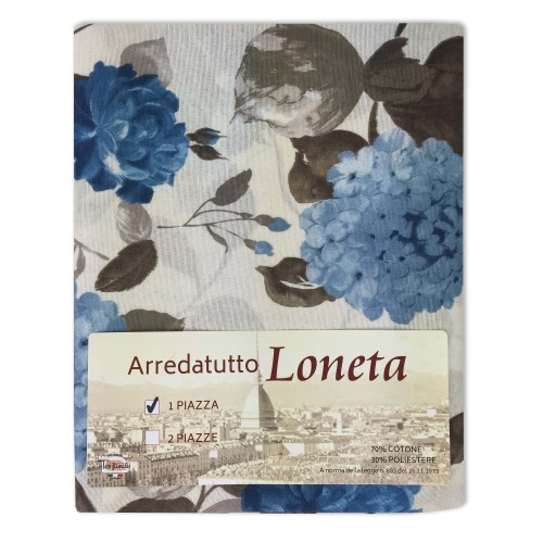 TELO ARREDO COPRITUTTO GRAN FOULARD COPRILETTO COPRIDIVANO TESSUTO LONETA SANDERSON BLU