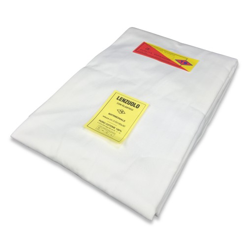 FITTED SHEET WHITE in TWISTED COTTON Weaving TB DOUBLE POIRINO Cloths cm. 180X200X30