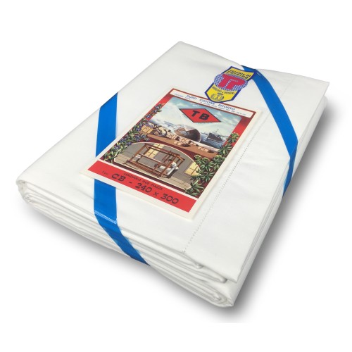 DRAP DE DESSUS BLANC Ourlet ouvert En COTON TORSADÉ TB TISSAGE Télérie by Poirino 2Piazze