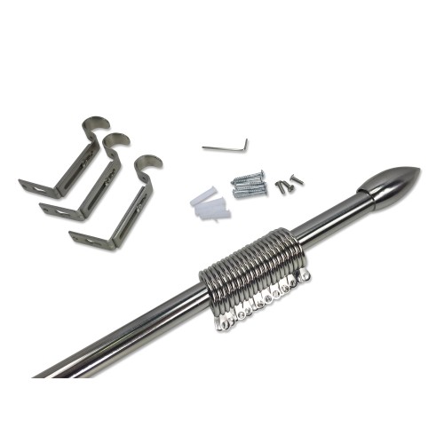 BASTONE  IN ACCIAIO Per TENDA Regolabile DIAMETRO 19 MM. Completo DI ANELLI  mod. oliva