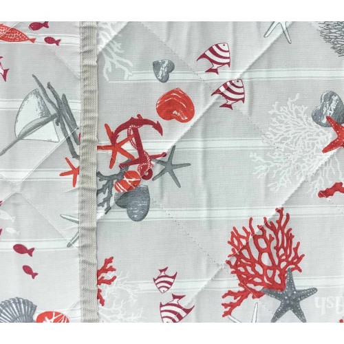 COLCHA ACOLCHADA CORALES ROJOS MAR MAR