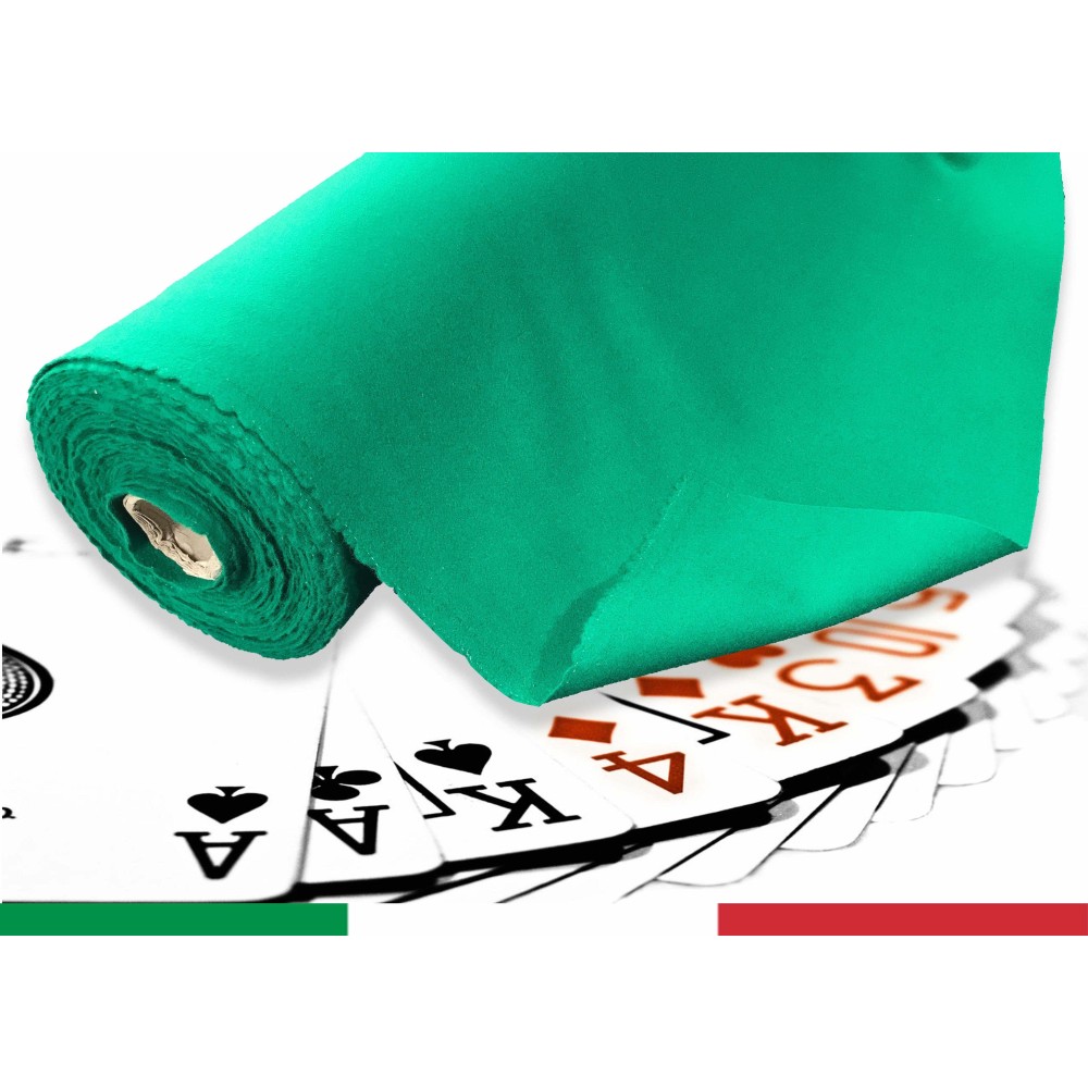 COPRITAVOLO PANNO QUEEN GIOCO CARTE POKER IN LANA VERDE A METRO SU MISURA H.cm. 150 CON OLOGRAMMA a metro