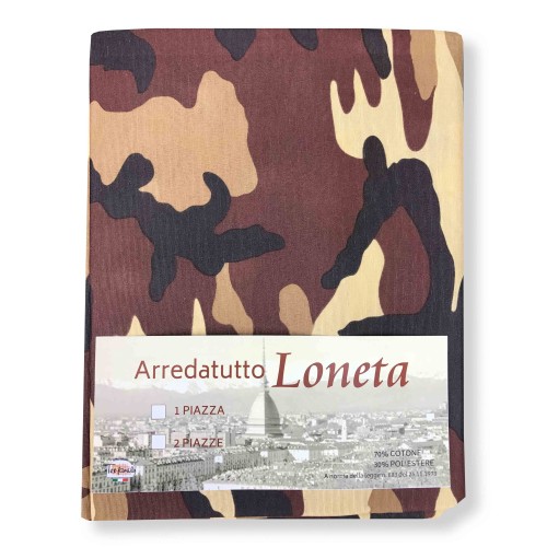 TELO ARREDO COPRITUTTO GRAN FOULARD COPRILETTO COPRIDIVANO TESSUTO LONETA MIMETICO MARRONE