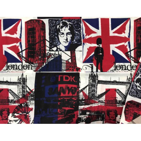 TELO ARREDO COPRITUTTO GRAN FOULARD COPRILETTO COPRIDIVANO TESSUTO LONETA LONDRA FAMOUS