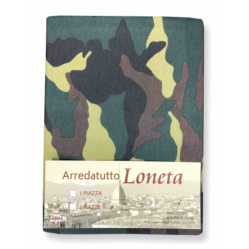 TELO ARREDO COPRITUTTO GRAN FOULARD COPRILETTO COPRIDIVANO TESSUTO LONETA MIMETICO VERDE