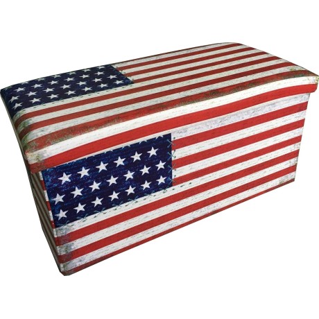 POUF CONTAINER REPOSE-PIEDS JACK DRAPEAU AMÉRICAIN DE GRANDE TAILLE, LE CM. 76X38X38