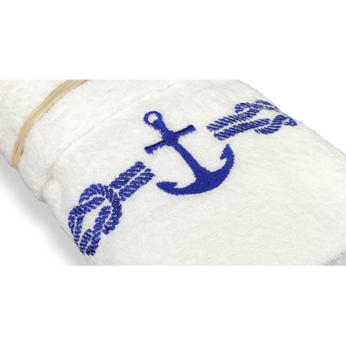 SET ASCIUGAMANI spugna MARE MARINO ANCORA BLU