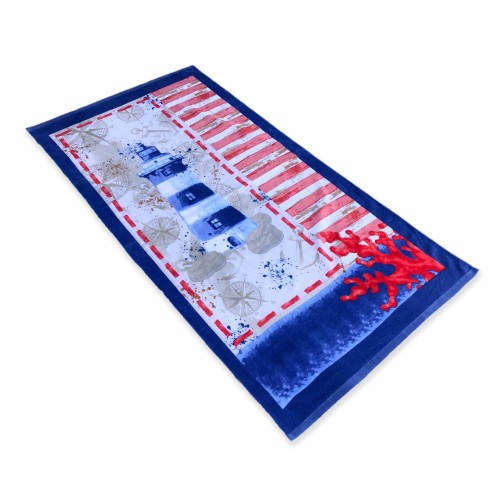 PHOTOGRAPHIC BEACH TOWEL IN SPONGE LARGE SIZE CM.86x160 LIGHTHOUSE
