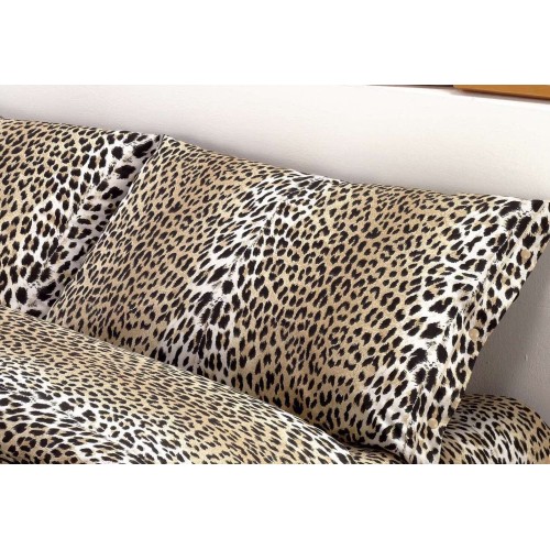 Sábana de moteados de leopardo Sexi en puro algodón made in Italy