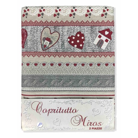 TELO ARREDO COPRITUTTO GRAN FOULARD COPRILETTO COPRIDIVANO  TESSUTO MIROS WELCOME ROSSO