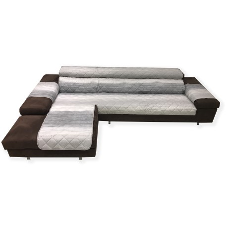 COPRIDIVANO SALVADIVANO AVEC LA PÉNINSULE MATELASSÉ GRIS DÉLAVÉ
