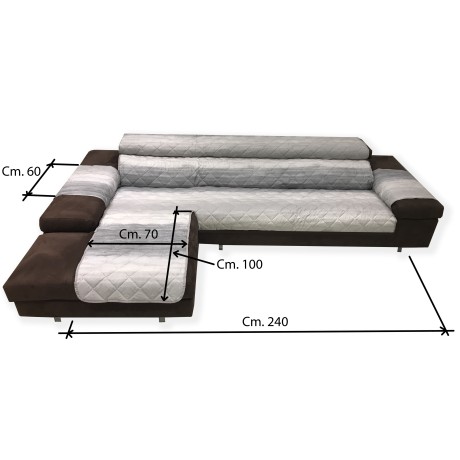 COPRIDIVANO SALVADIVANO AVEC LA PÉNINSULE MATELASSÉ GRIS DÉLAVÉ