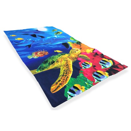 SERVIETTE de plage PHOTO MICROSPUGNA GRANDE taille, le cm. 90x160 TORTUE