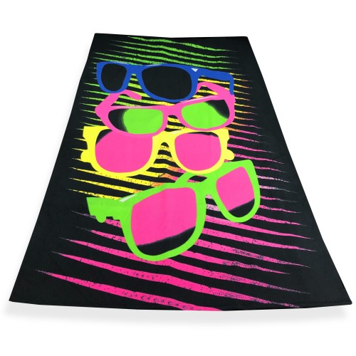 PHOTOGRAPHIC BEACH TOWEL IN MICROSPONGE LARGE SIZE cm. 90x160 GLASSES