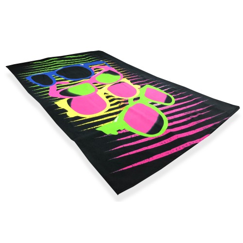 SERVIETTE DE PLAGE IMPRIMÉE EN MICRO-ÉPONGE GRANDE TAILLE 90 x 160 cm LUNETTES