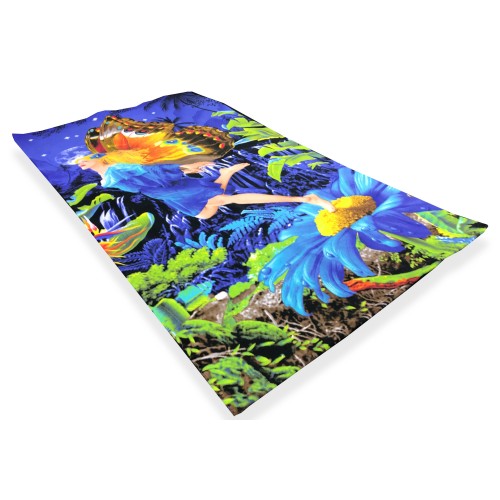 SERVIETTE DE PLAGE IMPRIMÉE EN MICRO-ÉPONGE GRANDE TAILLE 90 x 160 cm FILLE PAPILLON