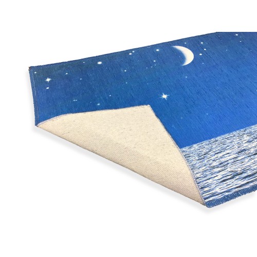 TAPIS D'IMPRESSION NUMÉRIQUE DE LA SOIE EFFET LUNE DE LUNE DE CIEL ÉTOILÉ