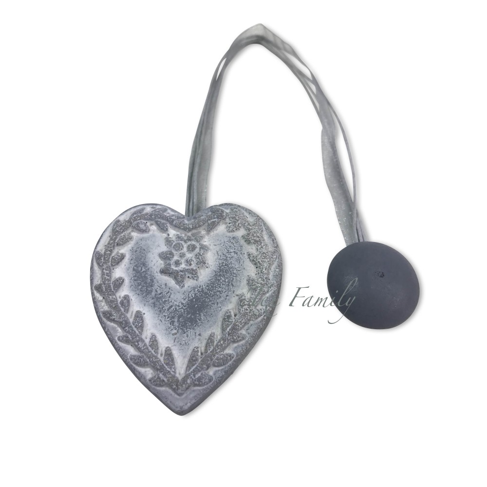 MAGNET HOLZ GARDINENSTOPPER MAGNETE FÜR VORHÄNGE KRAWATTE VORHÄNGE HERZ SHABBY GRAU MAGNET HOLZ GARDINENSTOPPER MAGNETE FÜR VORHÄNGE KRAWATTE VORHÄNGE HERZ SHABBY GRAU