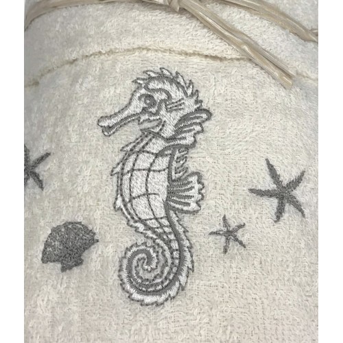 BEIGE SEAHORSE BEACH TOWEL SET