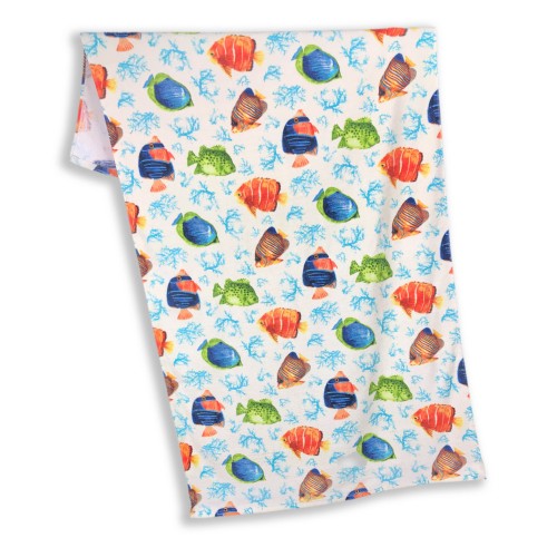 PHOTO BEACH TOWEL IN TERRY CLOTH LARGE SIZE CM.86x160 COLORED FISH