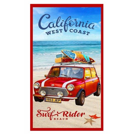 SERVIETTE DE PLAGE PHOTO MINI CALIFORNIE DE VACANCES DE GRANDE TAILLE, LE CM.85x165 VOITURE