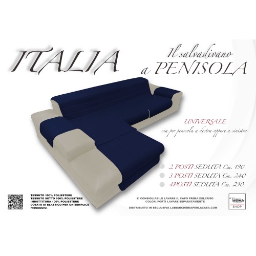 SOFA COVER ITALIA the sofa protector WITH quilted PENINSULA UNITO BLUE