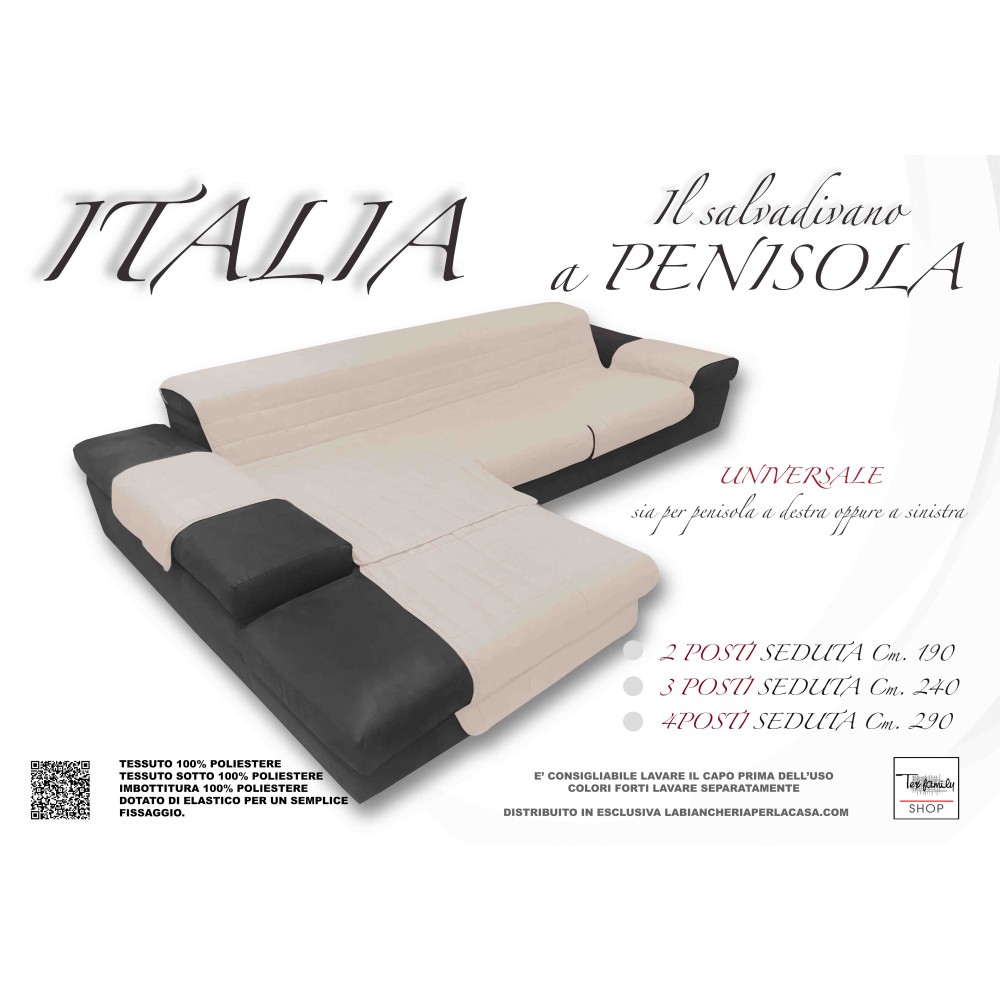 Couverture de canapé ITALIE LE SALVADIVANO AVEC LA PÉNINSULE MATELASSÉ BEIGE CRÈME