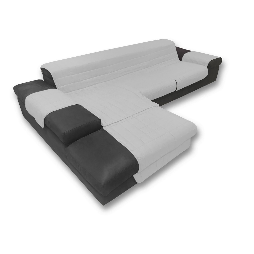 Salvadivano universale per divano a penisola stampato in tinta unita grigio