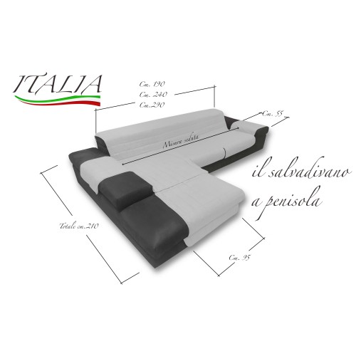 Couverture de canapé ITALIE LE SALVADIVANO AVEC LA PÉNINSULE MATELASSÉ GRIS CLAIR