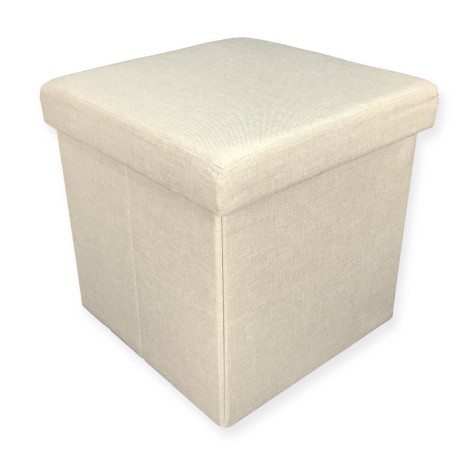 POUF CONTAINER REPOSE-PIEDS EN TISSU DE TAYLOR BEIGE