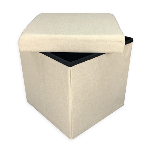 POUF CONTAINER REPOSE-PIEDS EN TISSU DE TAYLOR BEIGE