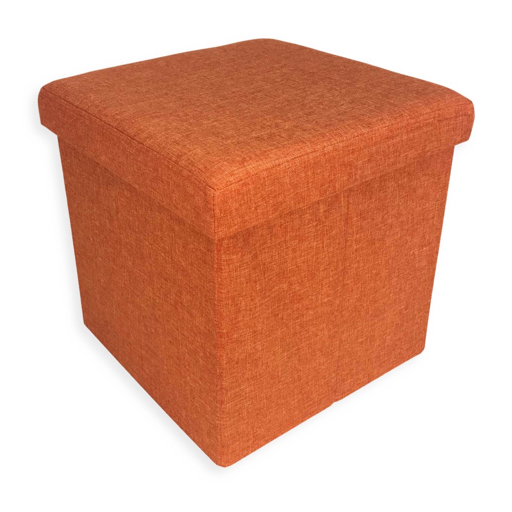 POUF CONTAINER REPOSE-PIEDS EN TISSU DE TAYLOR ORANGE