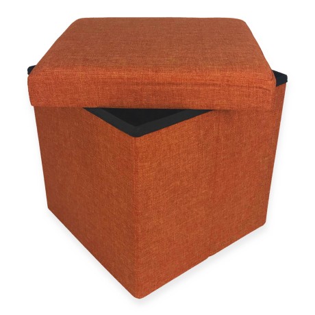 POUF CONTAINER REPOSE-PIEDS EN TISSU DE TAYLOR ORANGE