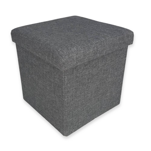POUF MIT FUSSSTÜTZE STOFF GREY TAYLOR