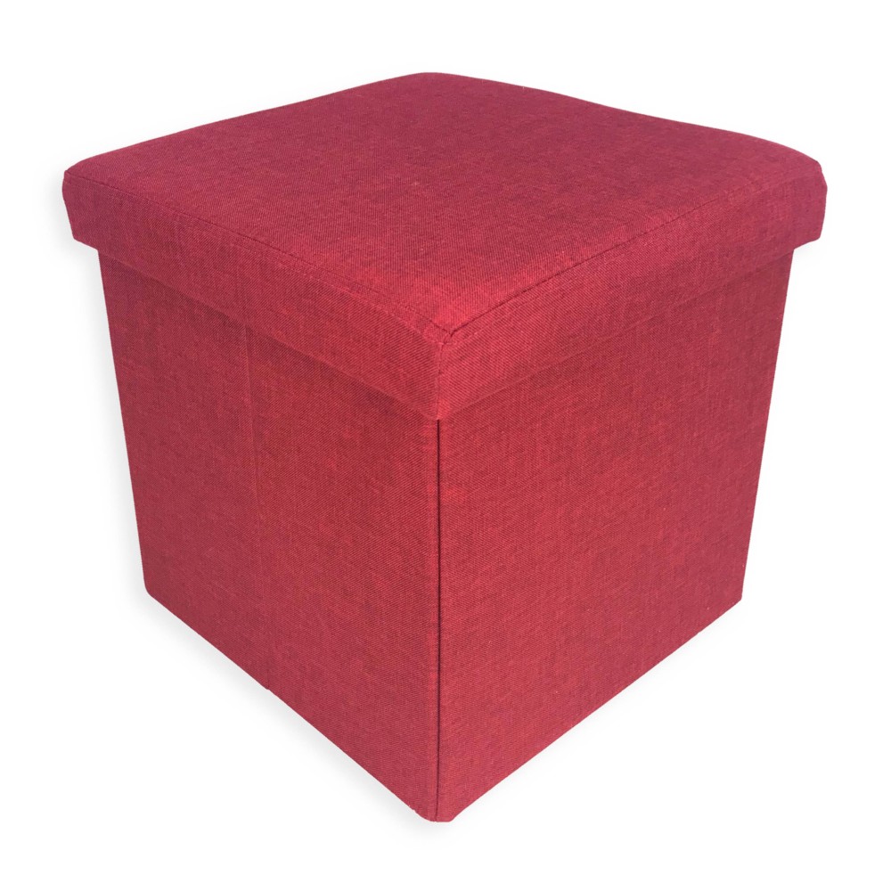 POUF CONTAINER REPOSE-PIEDS EN TISSU DE TAYLOR BORDEAUX