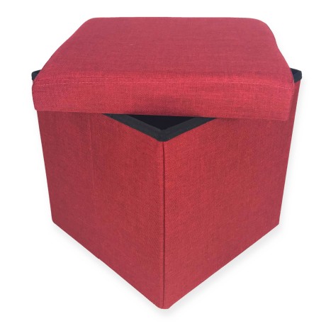 POUF CONTAINER REPOSE-PIEDS EN TISSU DE TAYLOR BORDEAUX